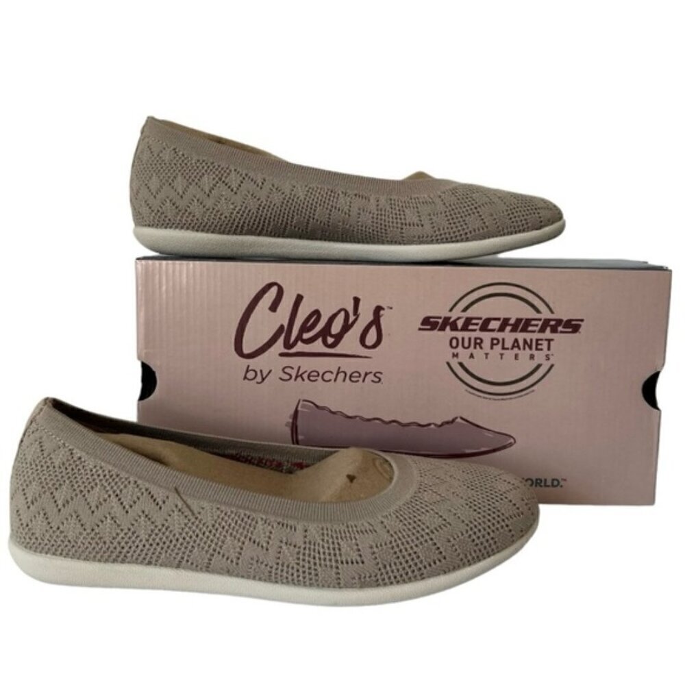 Skechers Cleo 2.0 - Women's Knitty Witty Flats - Taupe. Size: 8. NIB
